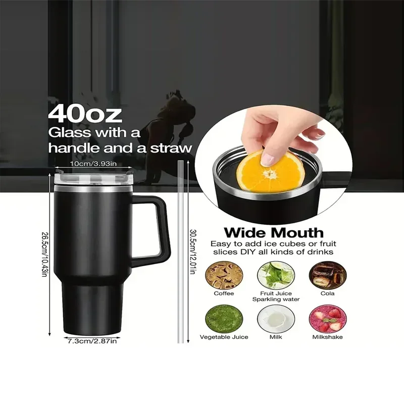 Stainless Steel  1200ML 304 Insulated Water Bottle, Thermal Coffee Car Cup,