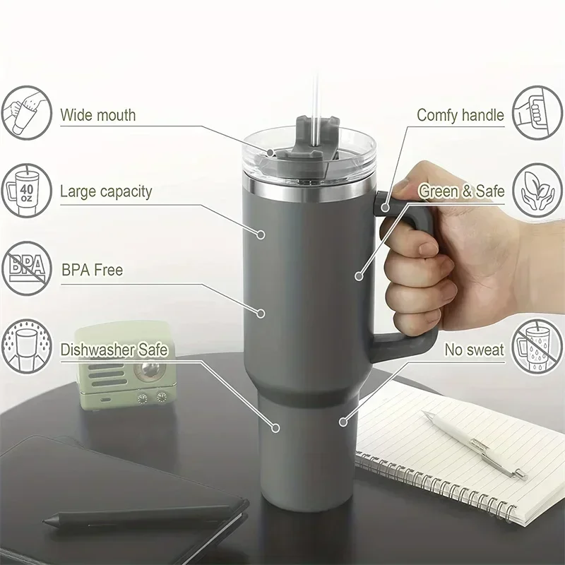 Stainless Steel  1200ML 304 Insulated Water Bottle, Thermal Coffee Car Cup,