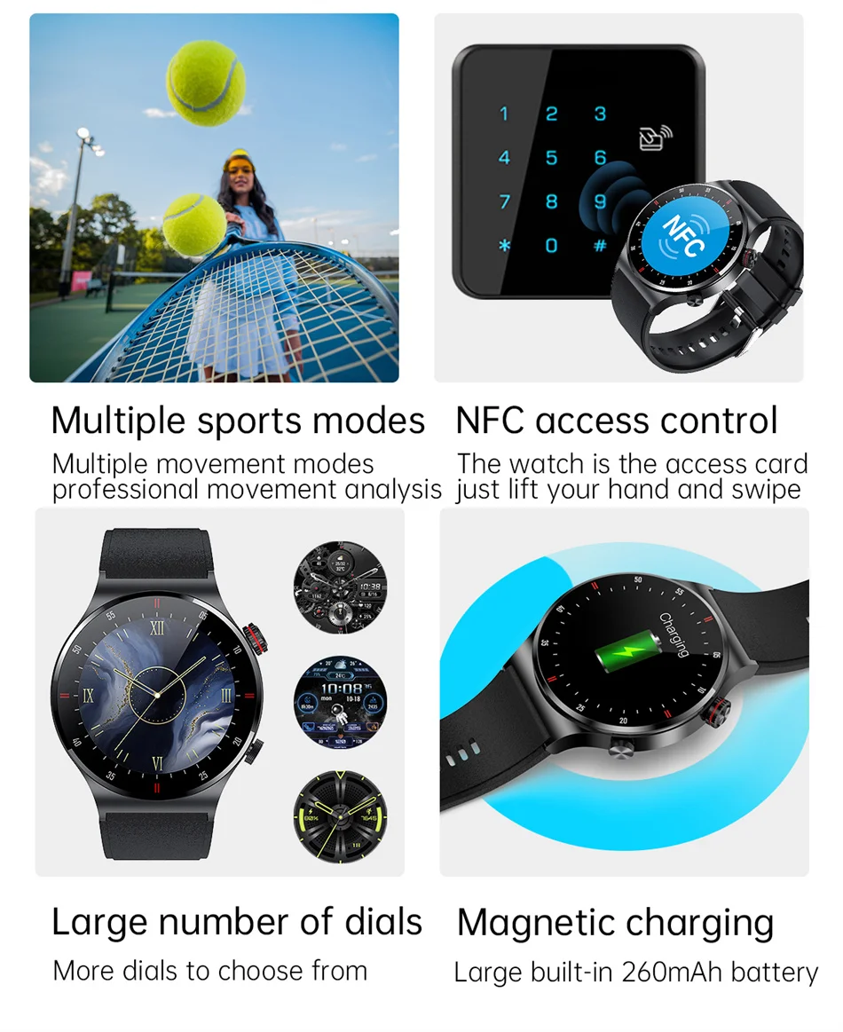 GPS ECG+PPG Bluetooth Sports Waterproof Smart watch for Men