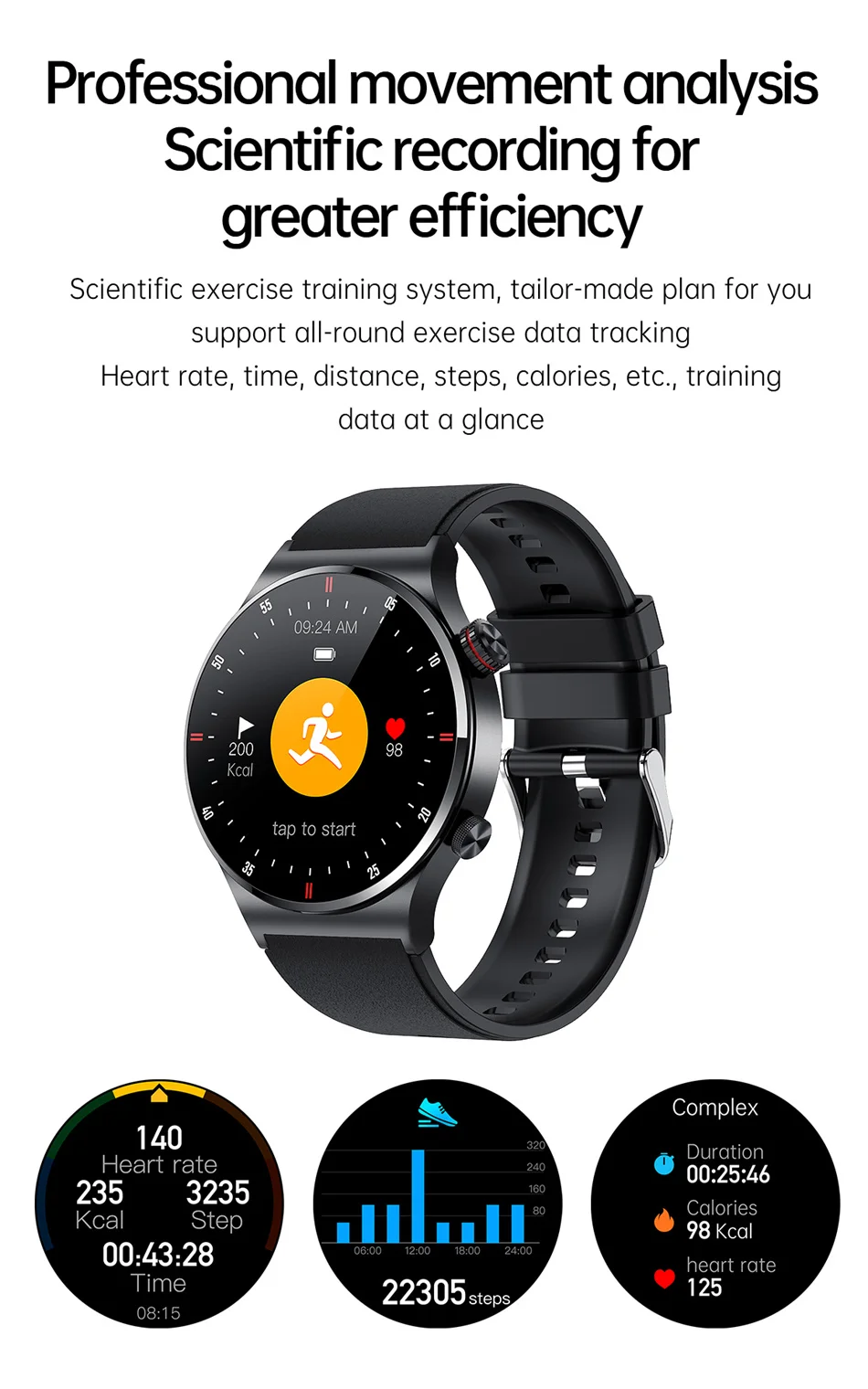 GPS ECG+PPG Bluetooth Sports Waterproof Smart watch for Men