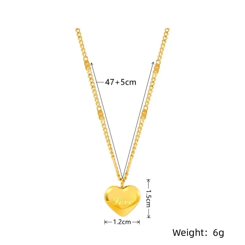 Gold Color Necklace Fashion Peach Heart Gift for Soulmate