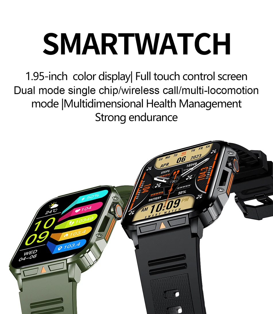 Unisex Smartwatch 1.95 Inch Screen Health Monitoring Watches I, Waterproof Sport Fitness Smart Watch