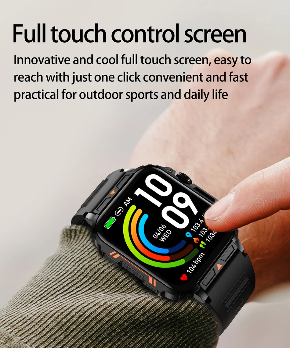 Unisex Smartwatch 1.95 Inch Screen Health Monitoring Watches I, Waterproof Sport Fitness Smart Watch