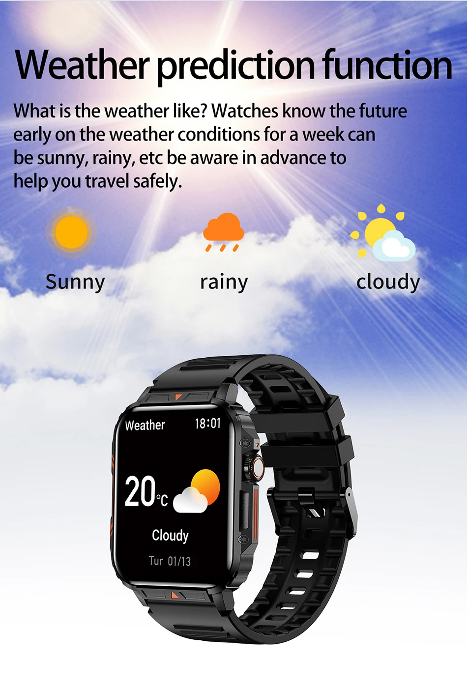 Unisex Smartwatch 1.95 Inch Screen Health Monitoring Watches I, Waterproof Sport Fitness Smart Watch