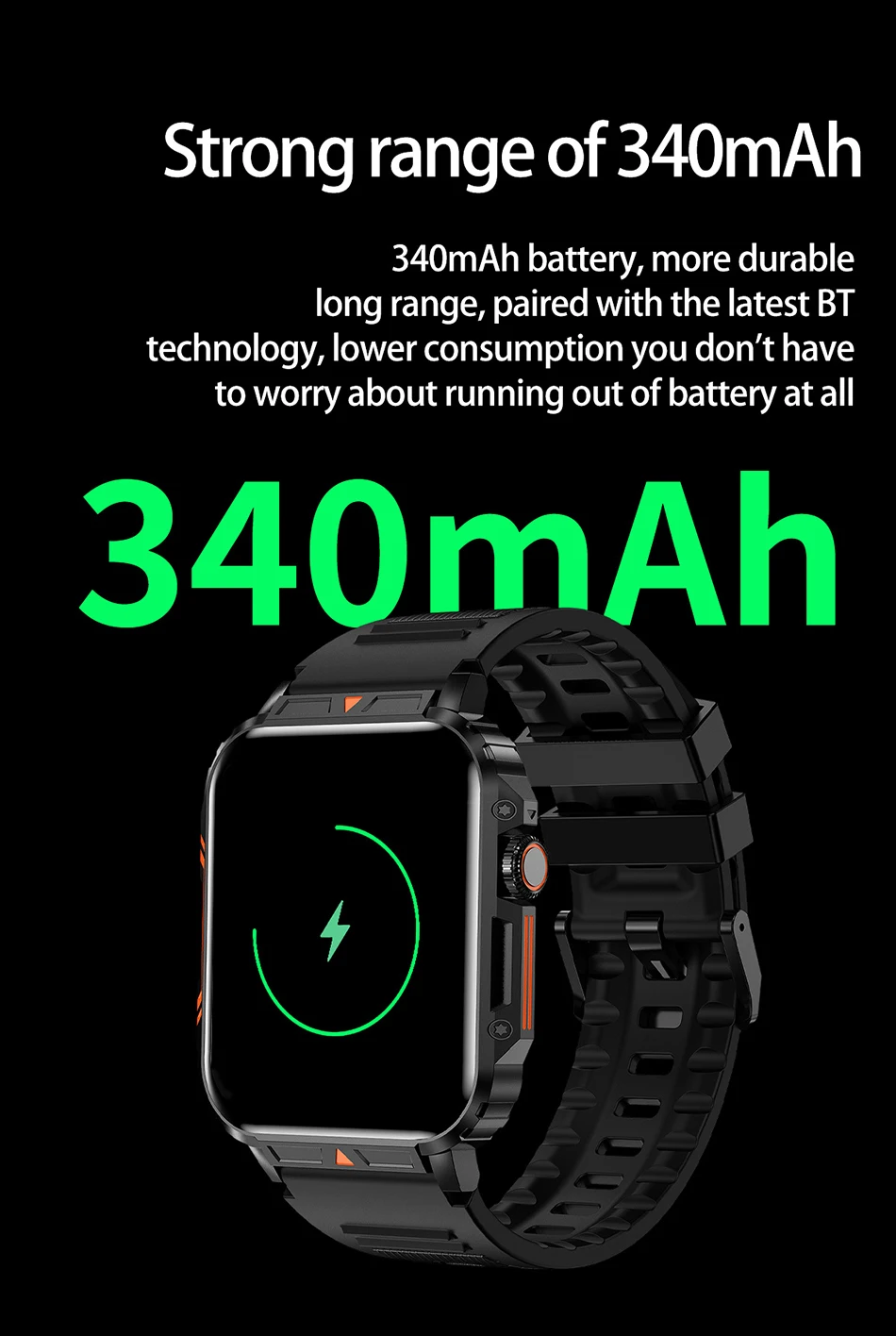 Unisex Smartwatch 1.95 Inch Screen Health Monitoring Watches I, Waterproof Sport Fitness Smart Watch