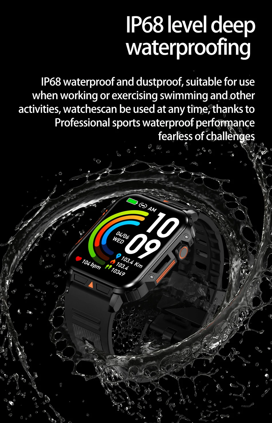 Unisex Smartwatch 1.95 Inch Screen Health Monitoring Watches I, Waterproof Sport Fitness Smart Watch