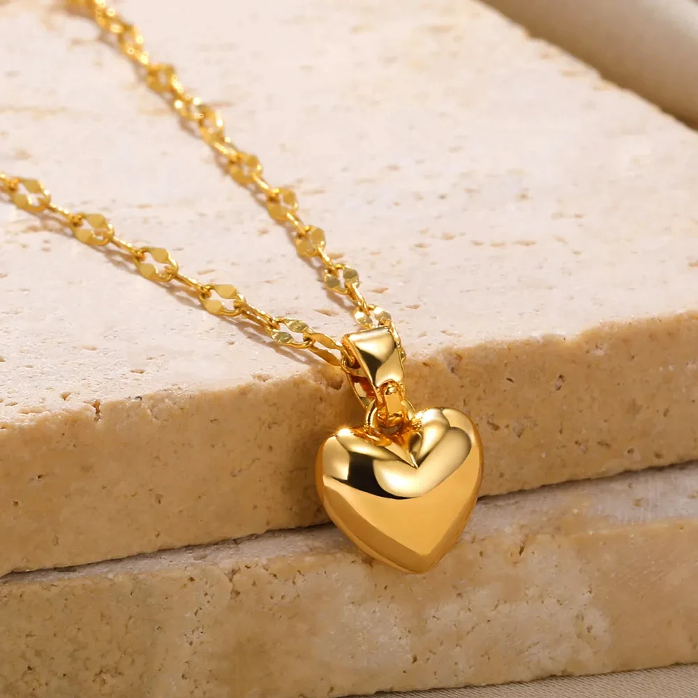 Stainless Steel Love Heart Pendant Necklace For Women