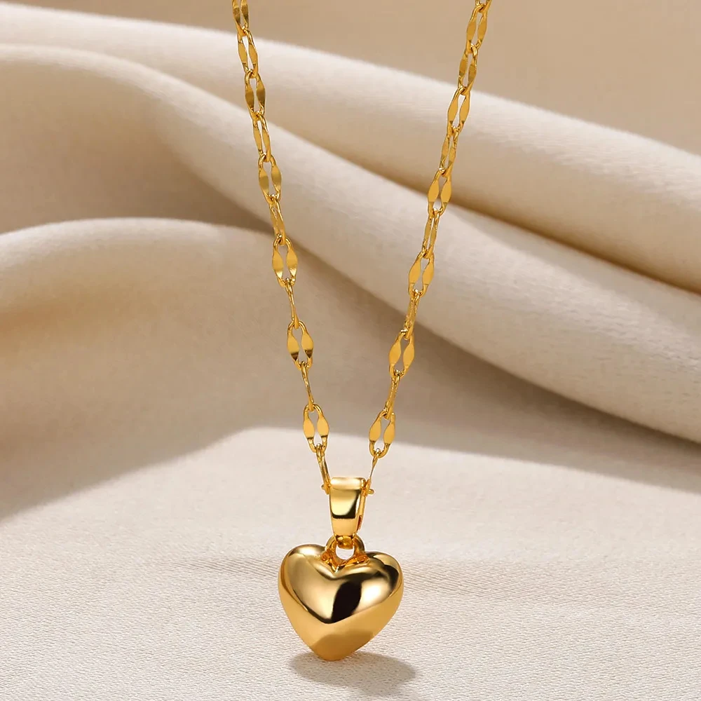 Stainless Steel Love Heart Pendant Necklace For Women