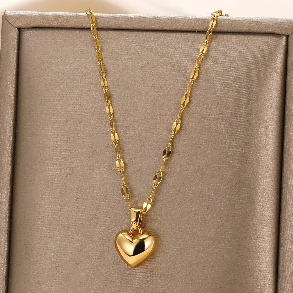 Stainless Steel Love Heart Pendant Necklace For Women