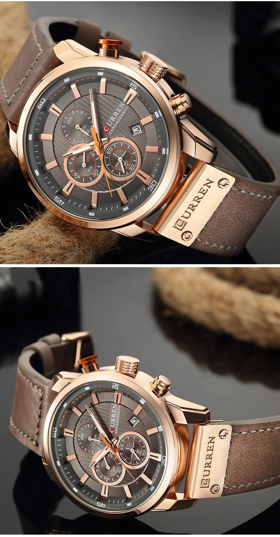 Men Leather Sports Watches Men's Army Military Quartz