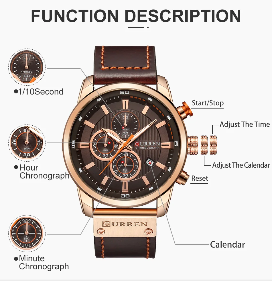 Men Leather Sports Watches Men's Army Military Quartz