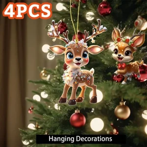 4PCS Charming Acrylic Reindeer Baby Car Decoration Gift