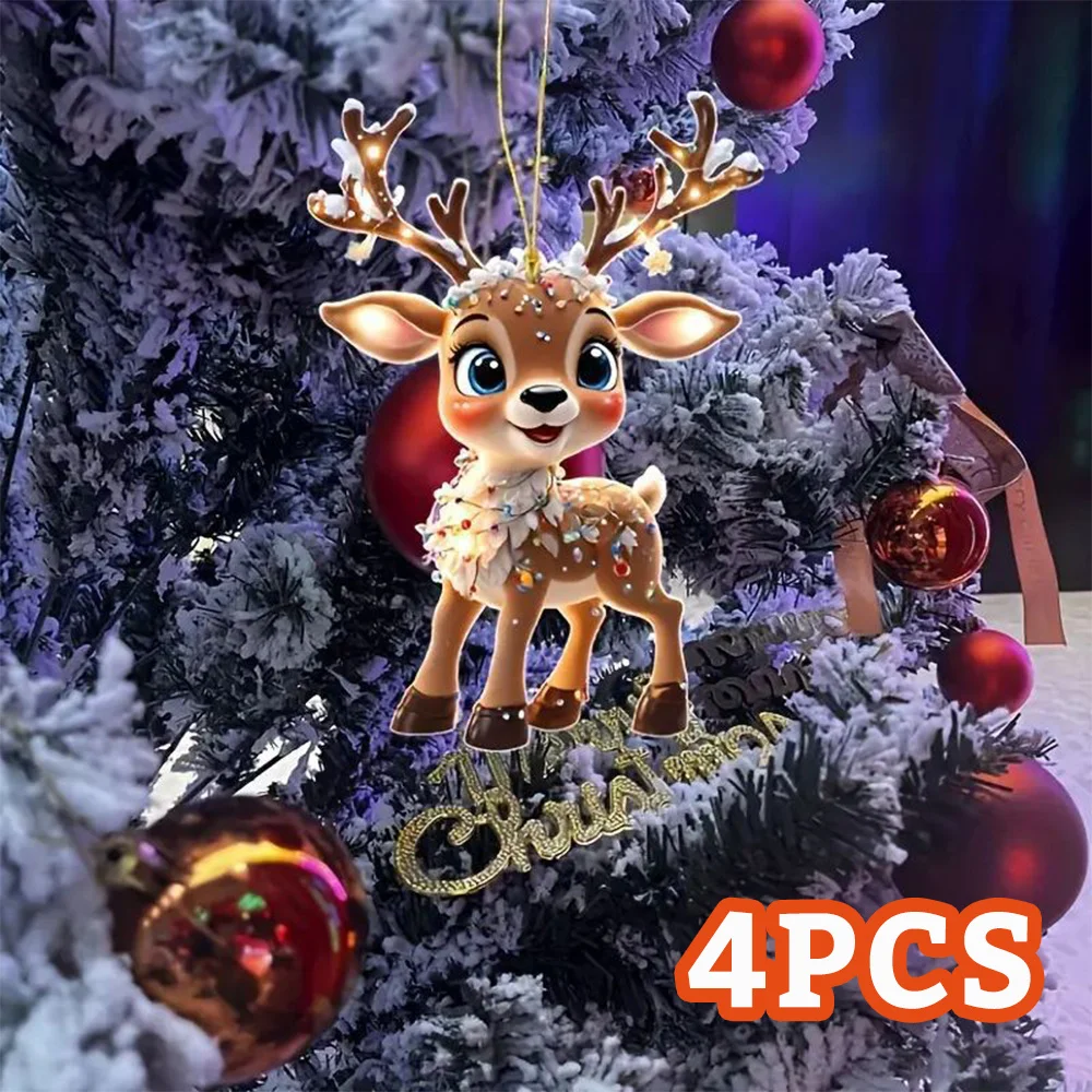 4PCS Charming Acrylic Reindeer Baby Car Decoration Gift