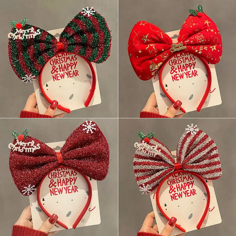 Kids Headband Christmas Cosplay Cartoon Elk Snowflake Bow