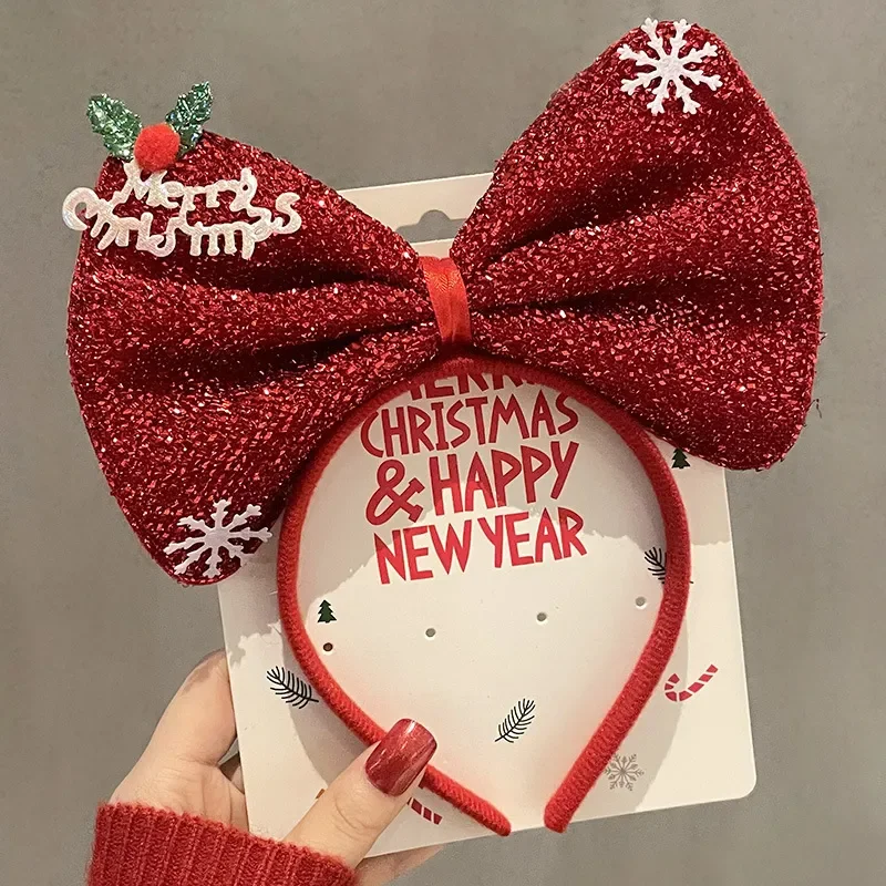 Kids Headband Christmas Cosplay Cartoon Elk Snowflake Bow