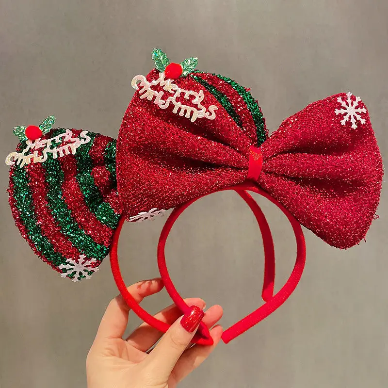 Kids Headband Christmas Cosplay Cartoon Elk Snowflake Bow