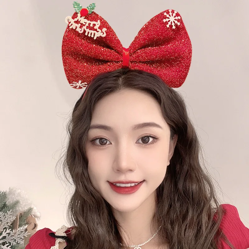 Kids Headband Christmas Cosplay Cartoon Elk Snowflake Bow