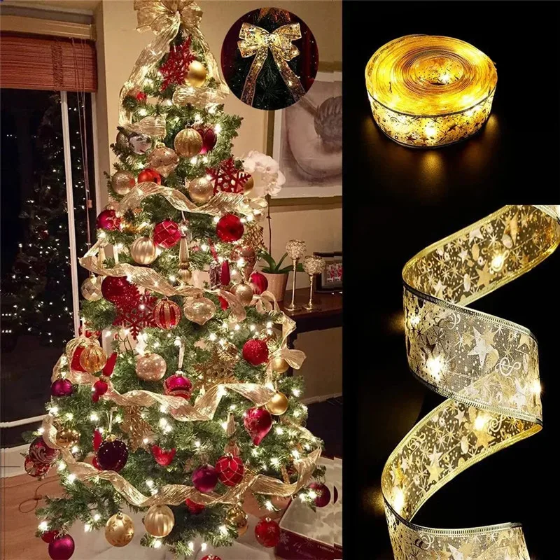 Christmas Decoration LED Ribbon Fairy Lights Tree Ornaments for Home