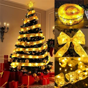 Christmas LED Ribbon Fairy Lights Tree Ornaments for Home