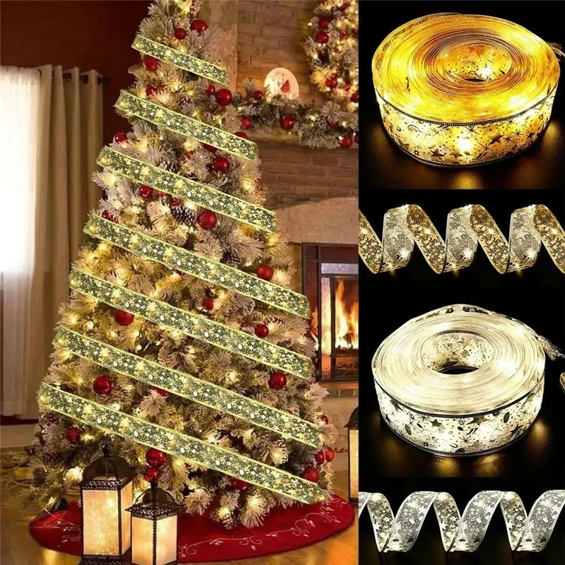 Christmas Decoration LED Ribbon Fairy Lights Tree Ornaments for Home