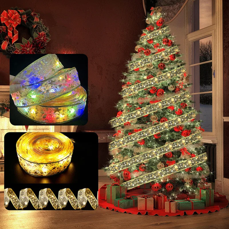 Christmas Decoration LED Ribbon Fairy Lights Tree Ornaments for Home