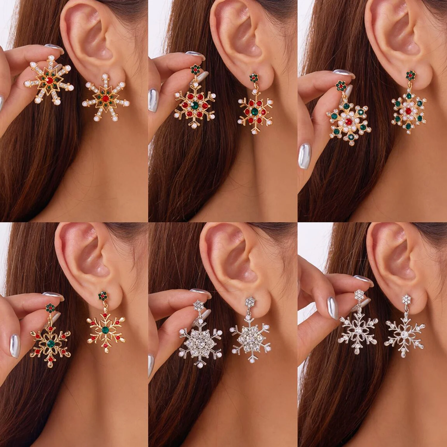 Fashion Christmas Snowflake Stud Earrings For Women