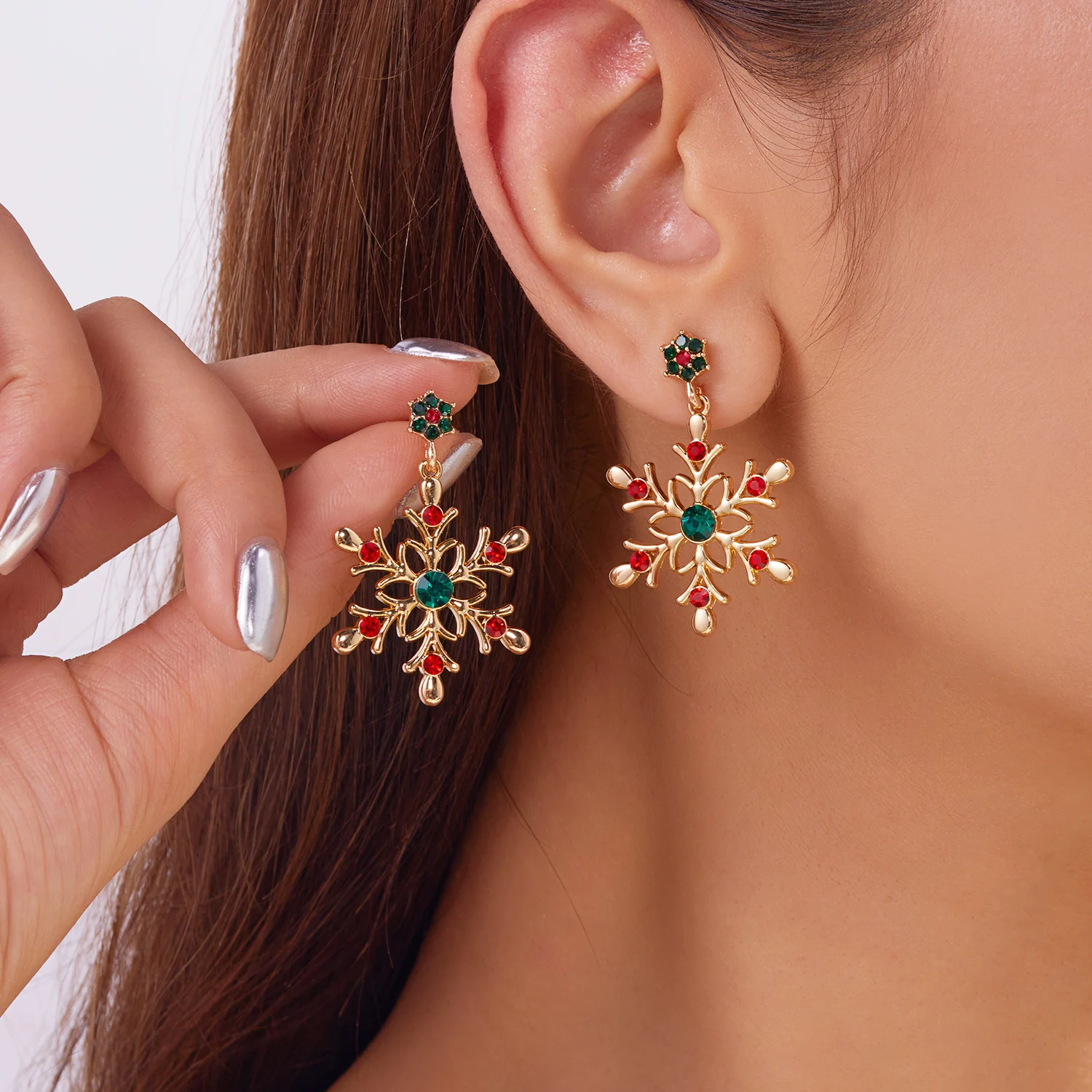 Fashion Christmas Snowflake Stud Earrings For Women