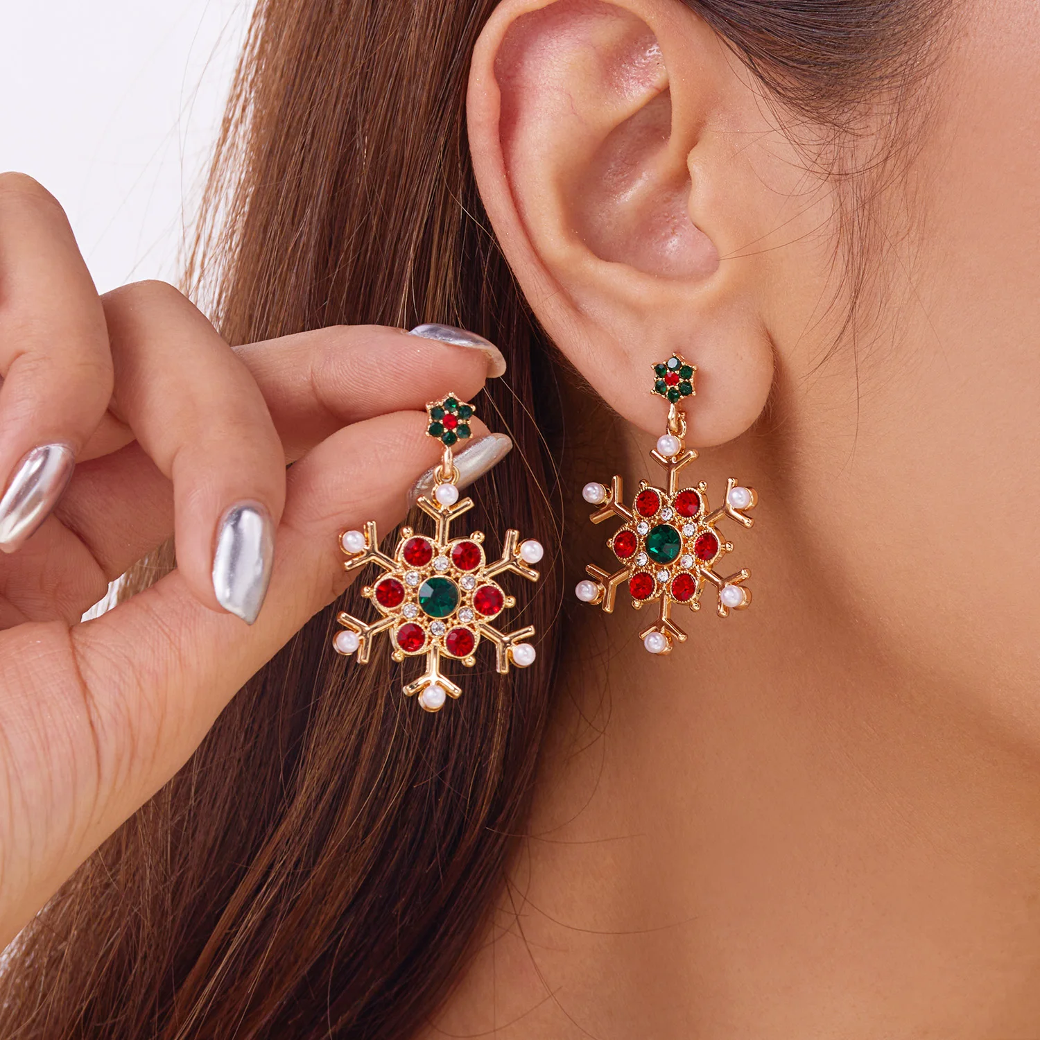 Fashion Christmas Snowflake Stud Earrings For Women