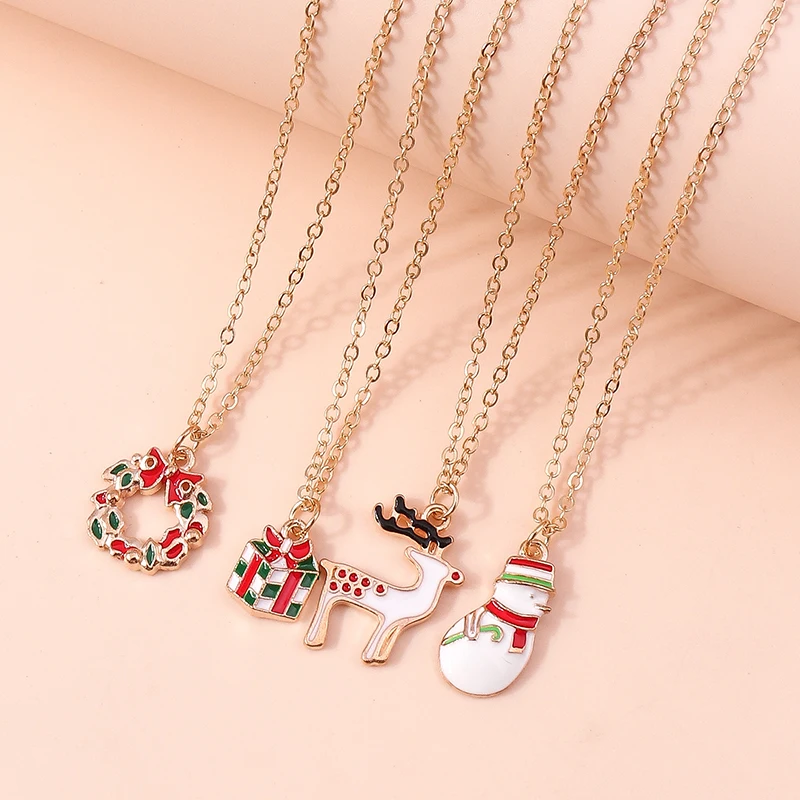 Aihua Christmas Necklaces Enamel Xmas Tree Bell