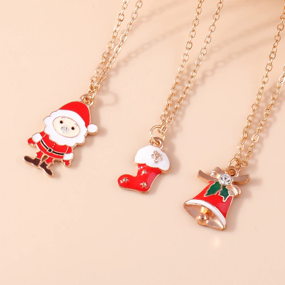 Aihua Christmas Necklaces Enamel Xmas Tree Bell