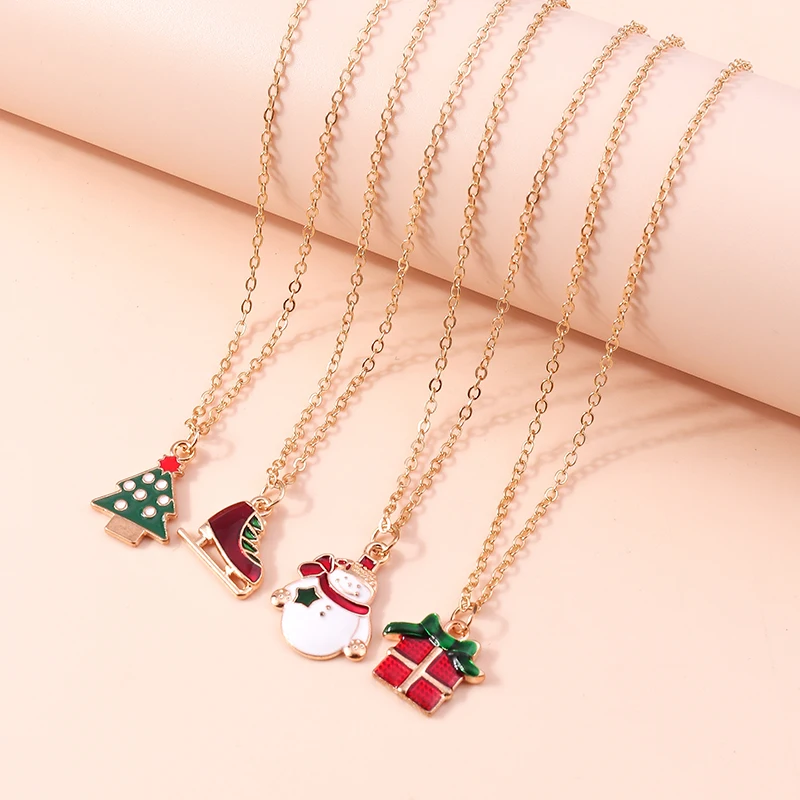 Aihua Christmas Necklaces Enamel Xmas Tree Bell