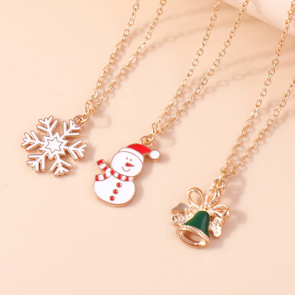 Aihua Christmas Necklaces Enamel Xmas Tree Bell