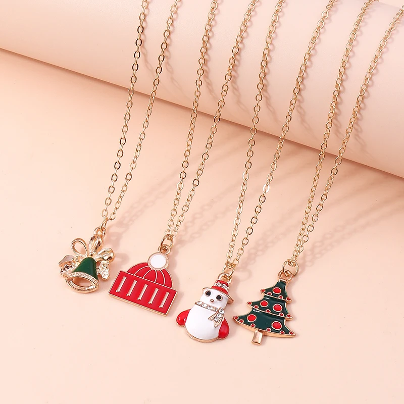 Aihua Christmas Necklaces Enamel Xmas Tree Bell