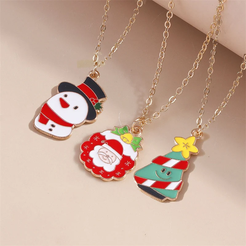 Aihua Christmas Necklaces Enamel Xmas Tree Bell