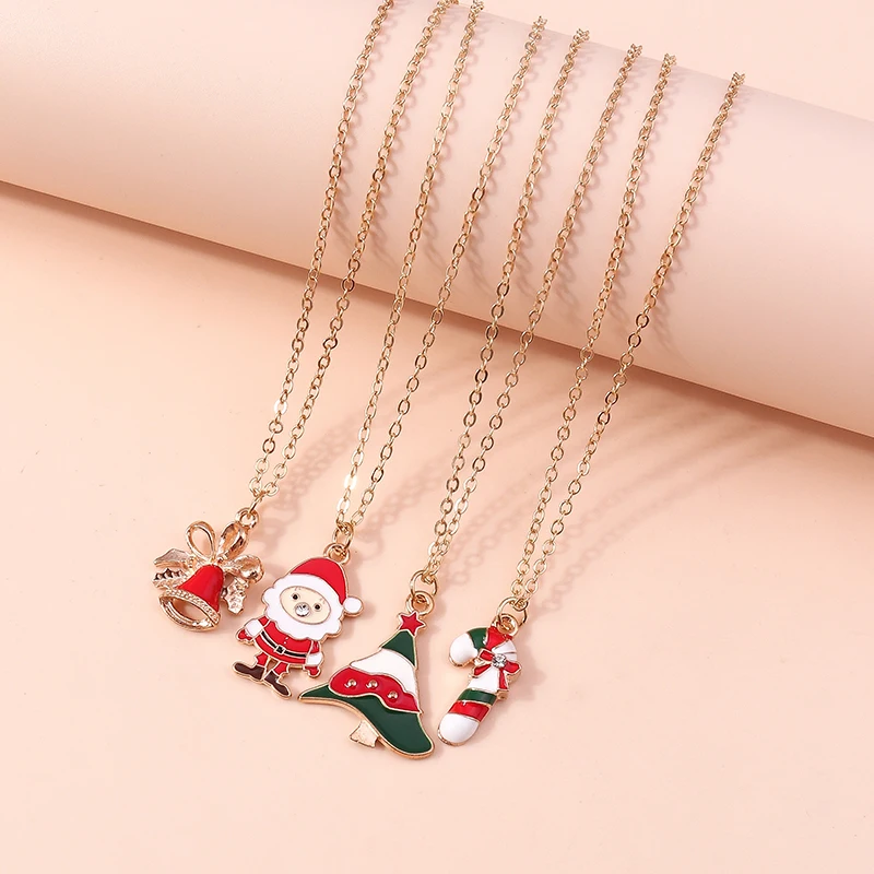 Aihua Christmas Necklaces Enamel Xmas Tree Bell