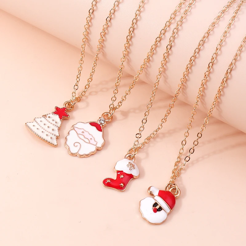 Aihua Christmas Necklaces Enamel Xmas Tree Bell