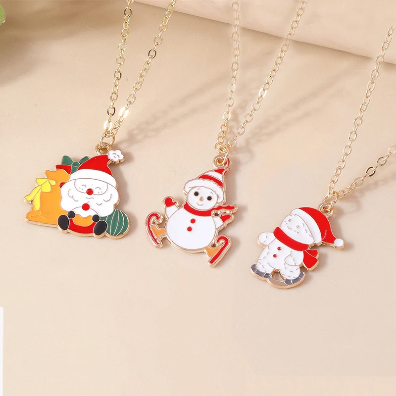 Aihua Christmas Necklaces Enamel Xmas Tree Bell