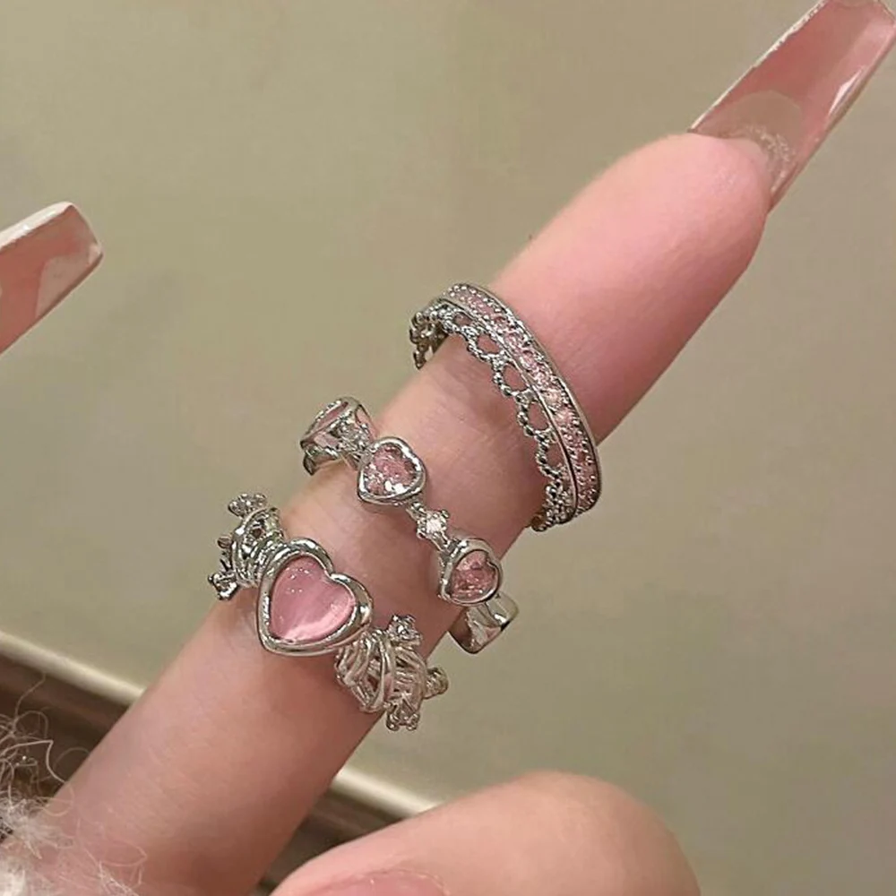 2PCS Fairy Sparkling Crown Rings for Women