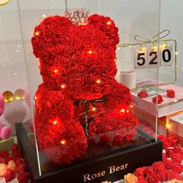 Artificial Flower Eternal Rose Valentines Teddy Bear