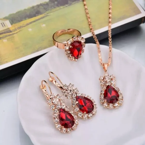 3Pcs Water Drop Necklace Earrings Set